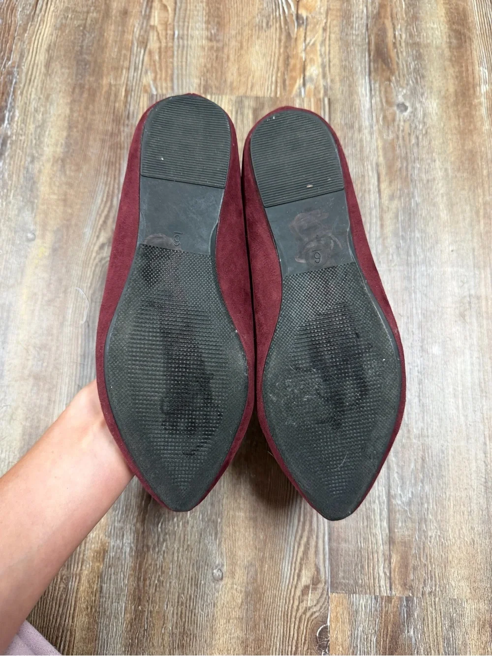 Vintage Y2K Wet Seal Burgundy suede pointed toe flats